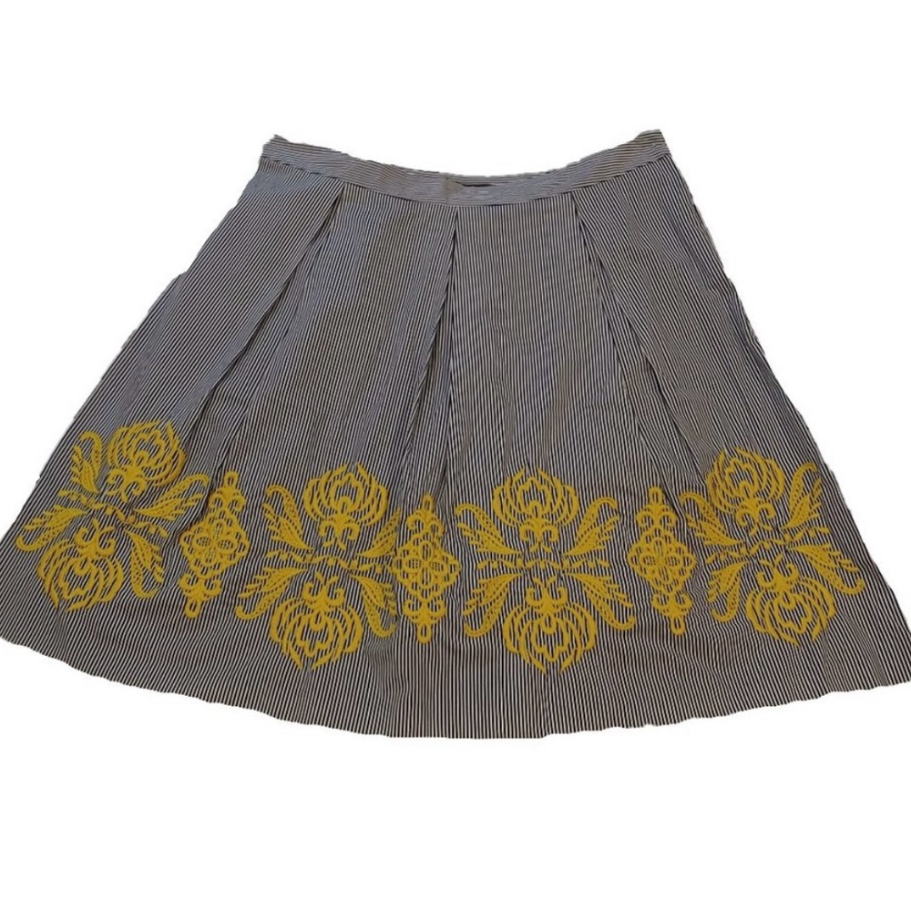 I.N.C. Striped Skirt w Gold Embroidery